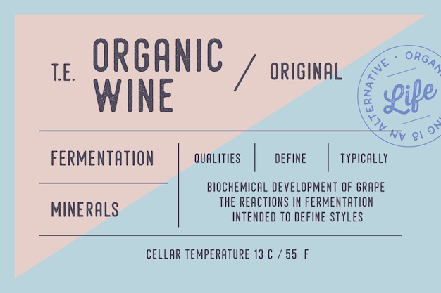 Vector minimale biologische wijn labelsjabloon