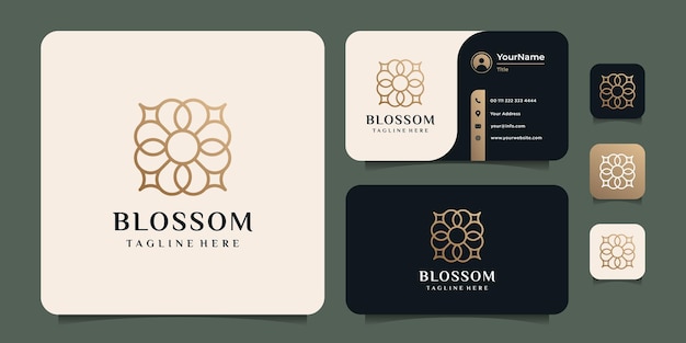 Minimale bloesem bloem monogram logo