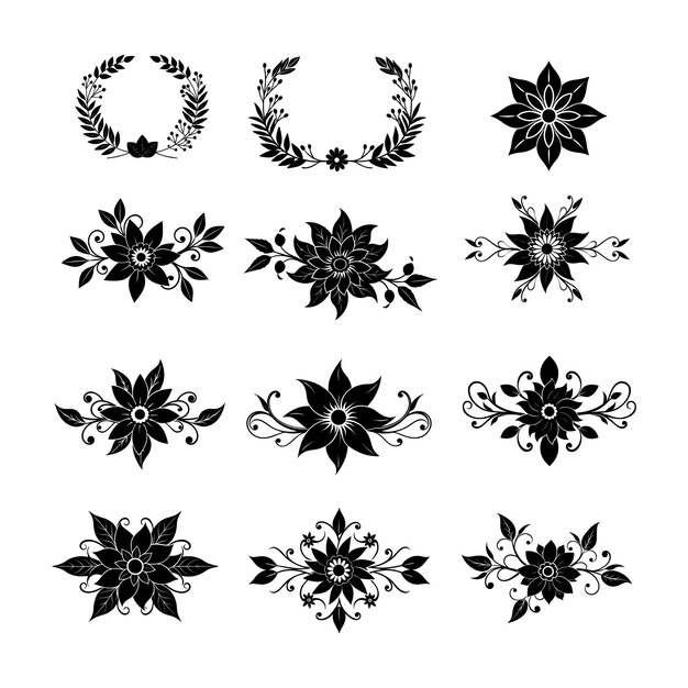 Minimale botanische bruiloftsframe-elementen op witte achtergrond