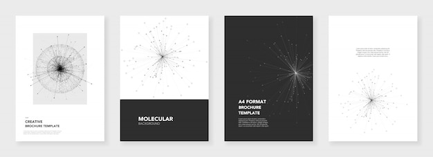 Minimale brochuremalplaatjes met moleculemodellen