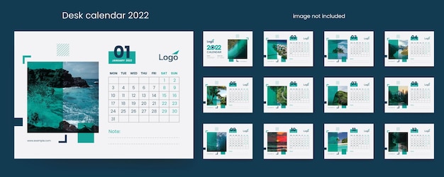 Vector minimale bureaukalender 2022 premium vectorelementen