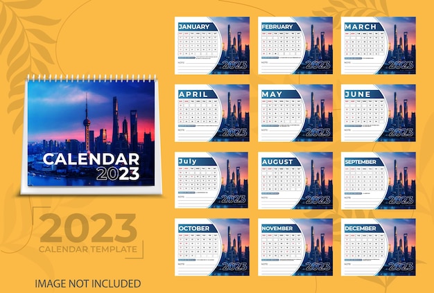 Minimale bureaukalender 2023 sjabloon - 12 maanden inbegrepen