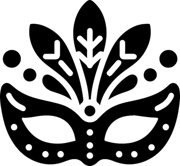 Minimale carnavalmasker icoon vector silhouet witte achtergrond vul met zwart 16