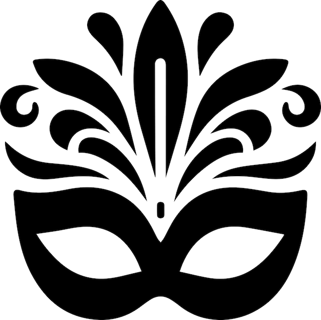 Minimale carnavalmasker icoon vector silhouet witte achtergrond vul met zwart 2