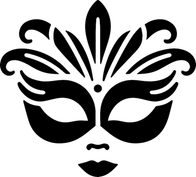 Minimale carnavalmasker icoon vector silhouet witte achtergrond vul met zwart 5