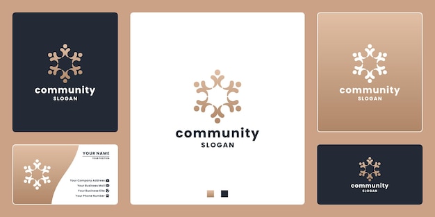 Minimale elegantie community logo-ontwerp voor mensenteam, groep