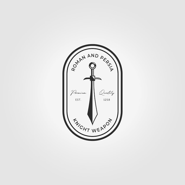 Minimale embleem Sabel Logo pictogram Vintage illustratie ontwerp Vector