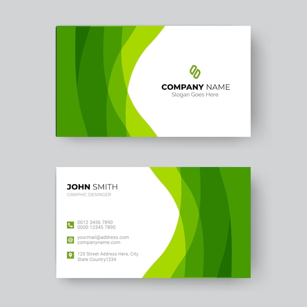 Minimale en eenvoudige groene ontwerpsjabloon voor visitekaartjes