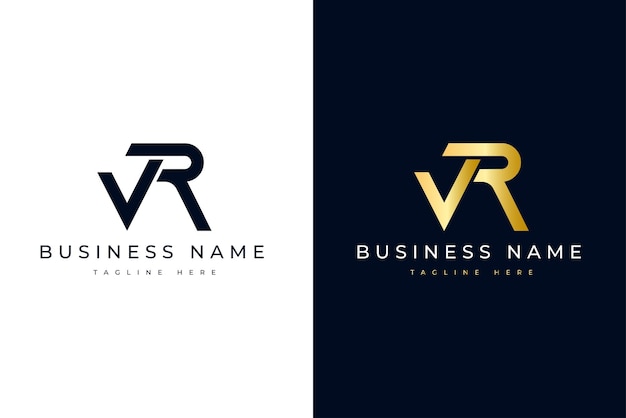 Minimale en moderne eerste letter VR-logo-ontwerp voor merkidentiteit