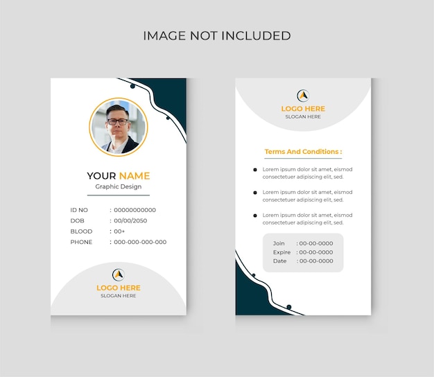 Minimale en schone kantoor-ID-kaartsjabloon met afbeelding