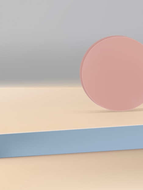 Minimale geometrie productweergave achtergrond of platform, beige, lichtblauw en lichtgrijs