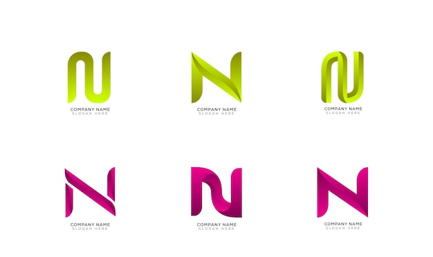 Minimale gradiënt letter n logo-collectie