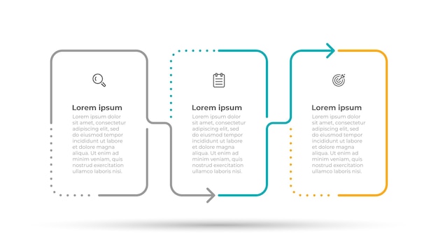 Minimale infographic dunne lijnsjabloon 3 opties of stappen