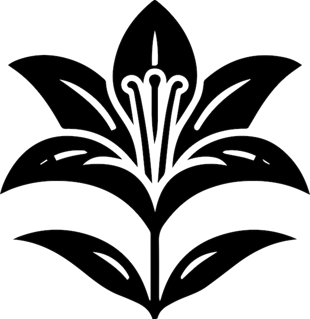 minimale lelie bloem icoon vector silhouet zwarte kleur witte achtergrond 3
