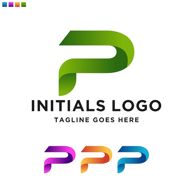 Minimale letter eerste p logo ontwerpsjabloon. vector logo illustratie