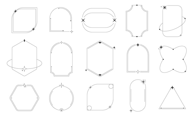 Minimale lijnframes Eenvoudig geometrisch overzicht grenst aan minimale decoratieve lineaire elementen Vector moderne bauhaus-lijnframes-collectie