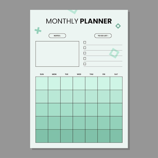 Minimale maandelijkse planner sjabloon vector