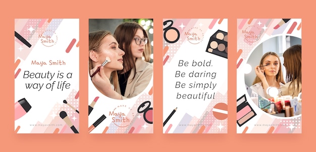 Vector minimale make-up artiest instagram verhalen sjabloon