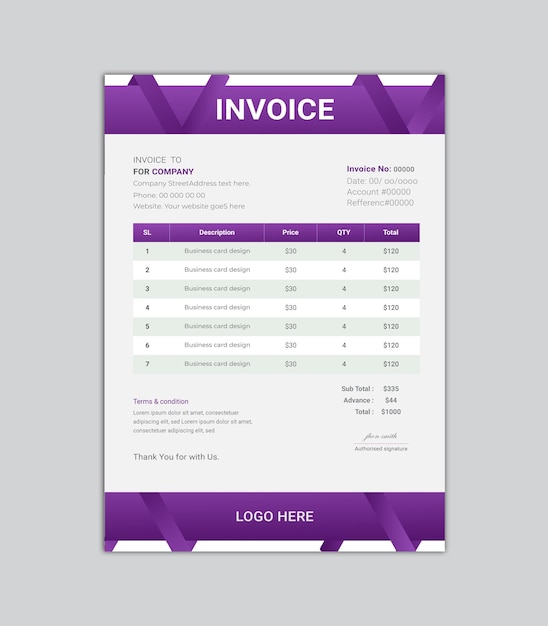 Minimale ontwerpsjabloon voor facturen