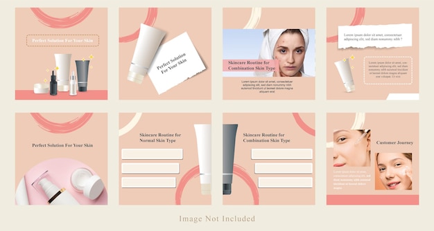 Vector minimale social media beauty post sale, product display, tips banner kit template in roze kleur.