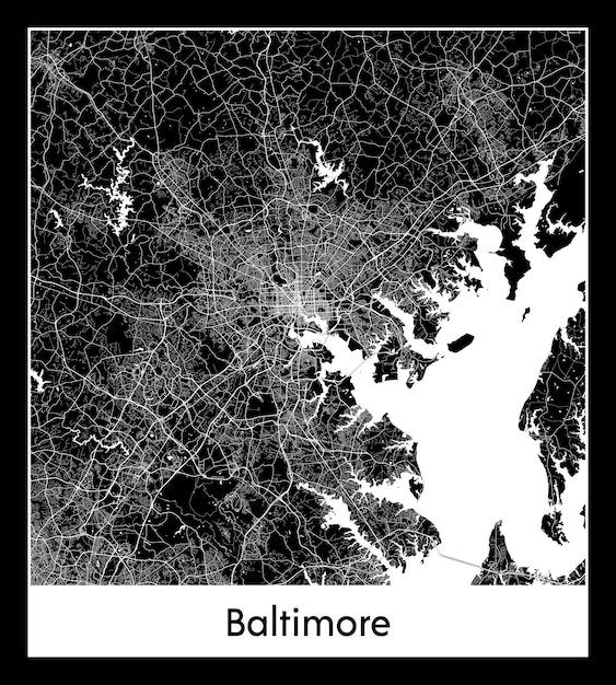 Minimale stadsplattegrond van Baltimore (Verenigde Staten, Noord-Amerika)