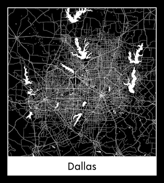 Minimale stadsplattegrond van Dallas (Verenigde Staten, Noord-Amerika)