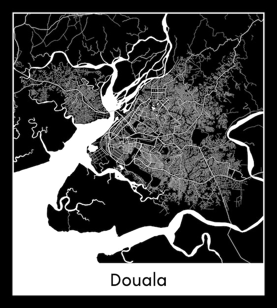 Minimale stadsplattegrond van Douala (Kameroen, Afrika)