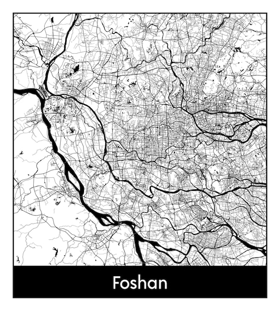 Minimale stadsplattegrond van Foshan (China, Azië)