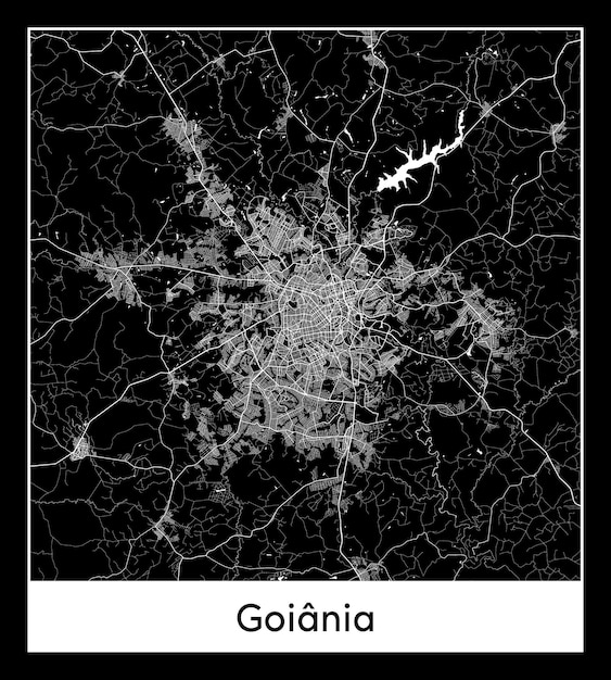Minimale stadsplattegrond van Goiania, Brazilië, Zuid-Amerika