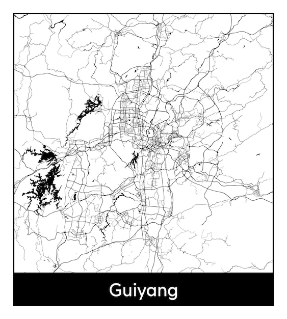 Minimale stadsplattegrond van guiyang (china, azië)