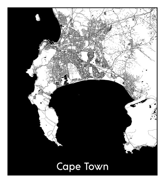 Minimale stadsplattegrond van Kaapstad (Zuid-Afrika, Afrika)