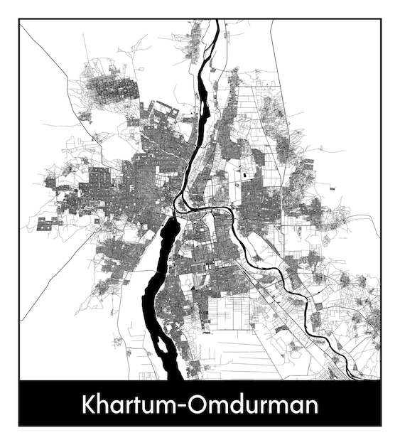 Minimale stadsplattegrond van KhartumOmdurman Sudan Africa