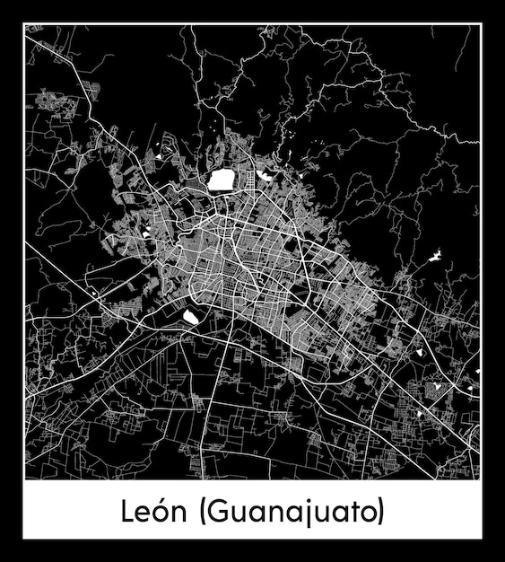 Minimale stadsplattegrond van Leon Guanajuato Mexico Noord-Amerika