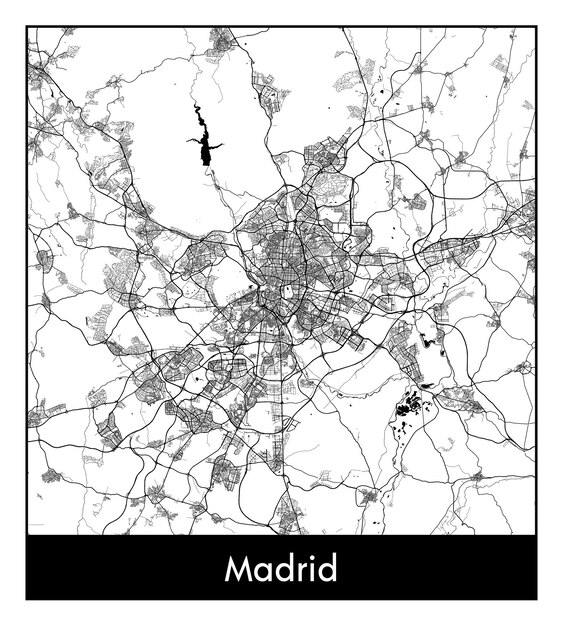 Minimale stadsplattegrond van madrid (spanje, europa)