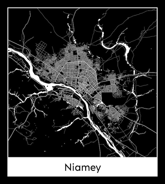 Minimale stadsplattegrond van Niamey (Niger, Afrika)