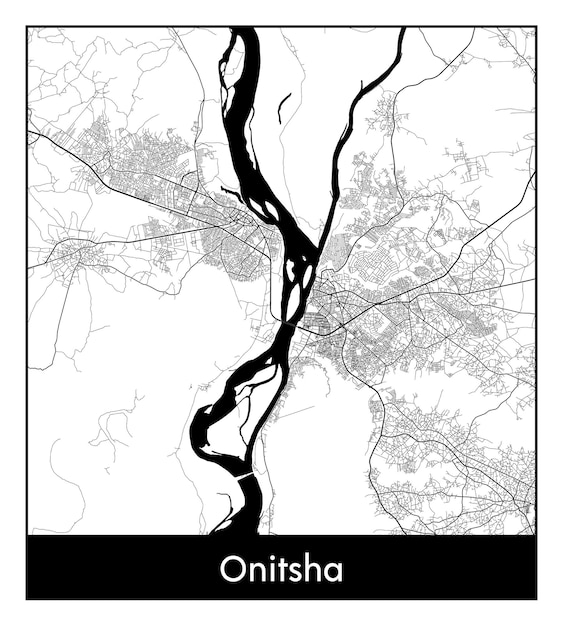 Minimale stadsplattegrond van onitsha (nigeria, afrika)