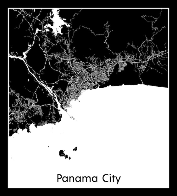 Minimale stadsplattegrond van Panama City (Panama, Noord-Amerika)