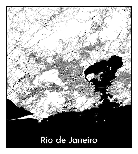 Minimale stadsplattegrond van rio de janeiro (brazilië, zuid-amerika)