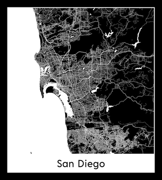 Minimale stadsplattegrond van San Diego (Verenigde Staten, Noord-Amerika)