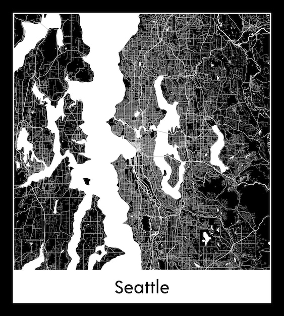 Minimale stadsplattegrond van Seattle (Verenigde Staten, Noord-Amerika)