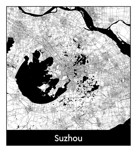 Minimale stadsplattegrond van Suzhou (China, Azië)