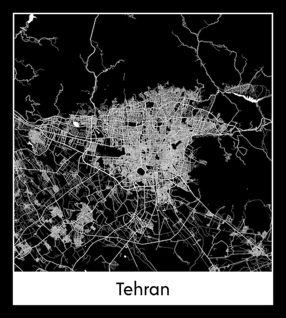 Minimale stadsplattegrond van Teheran (Iran, Azië)