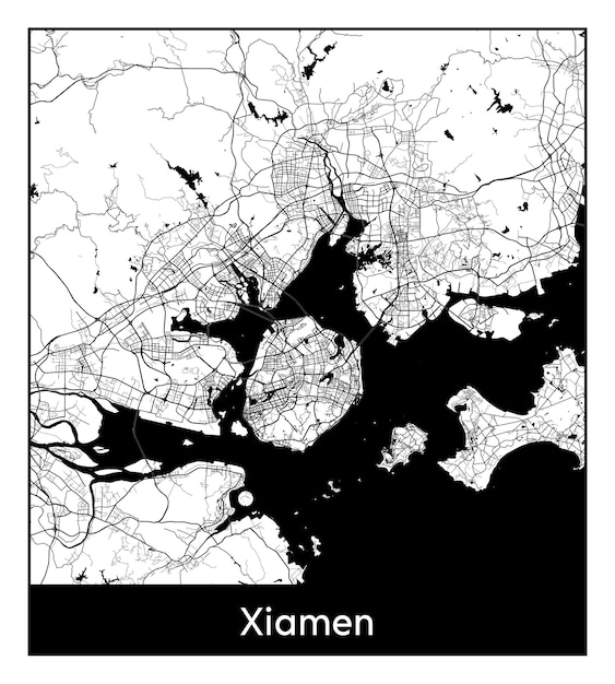 Minimale stadsplattegrond van Xiamen (China, Azië)