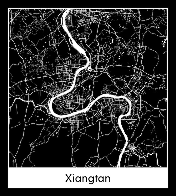 Minimale stadsplattegrond van Xiangtan (China, Azië)