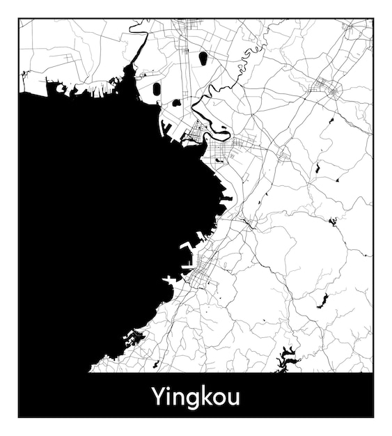 Minimale stadsplattegrond van Yingkou (China, Azië)