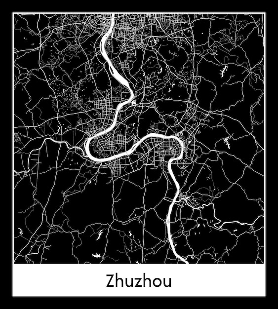 Minimale stadsplattegrond van Zhuzhou (China, Azië)