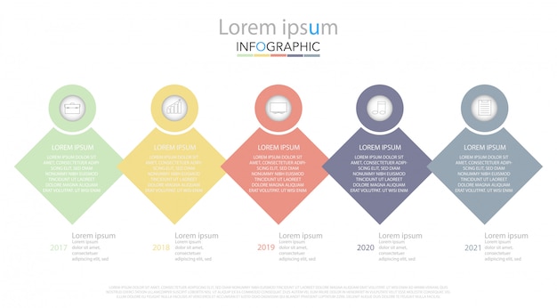 Minimale tijdlijn cirkel infographic sjabloon vijf opties of stappen.