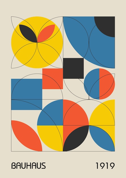 Minimale vintage 20s geometrisch ontwerp posters sjabloon lay-out Bauhaus retro patroon achtergrond