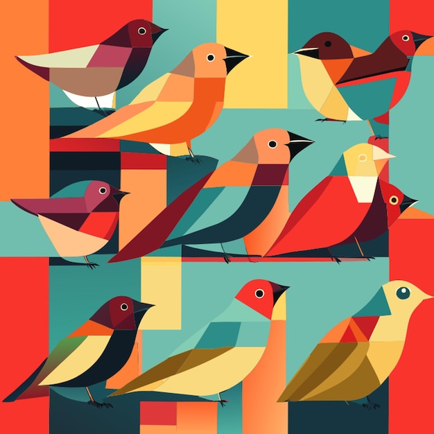 minimale vogelzwerm vector illustratie