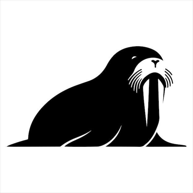 Minimale walrus silhouet vector zwarte en witte kleur op witte achtergrond
